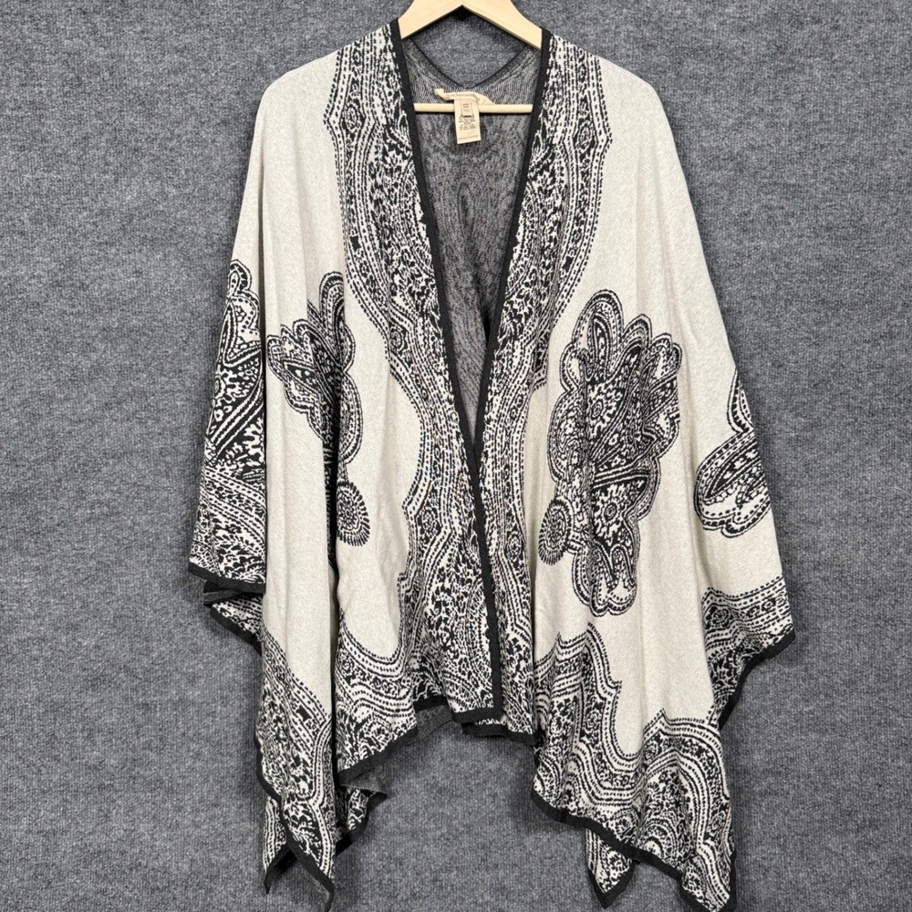 Soft Surroundings Cardigan One Size Boho Gray Cotton Draped Lagenlook Open Front